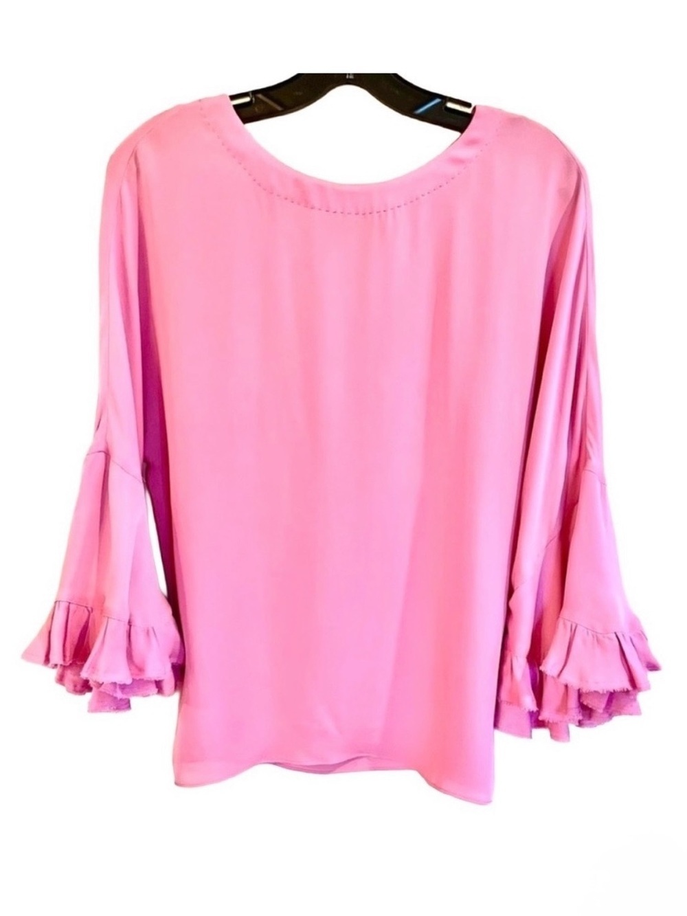 Kobi Halperin Luanne Silk Ruffle Bell Sleeve Blouse Pink Size S
